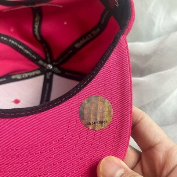 Mitchell & Ness Pink Snapback Hat Bold Logo - Picture 5 of 8